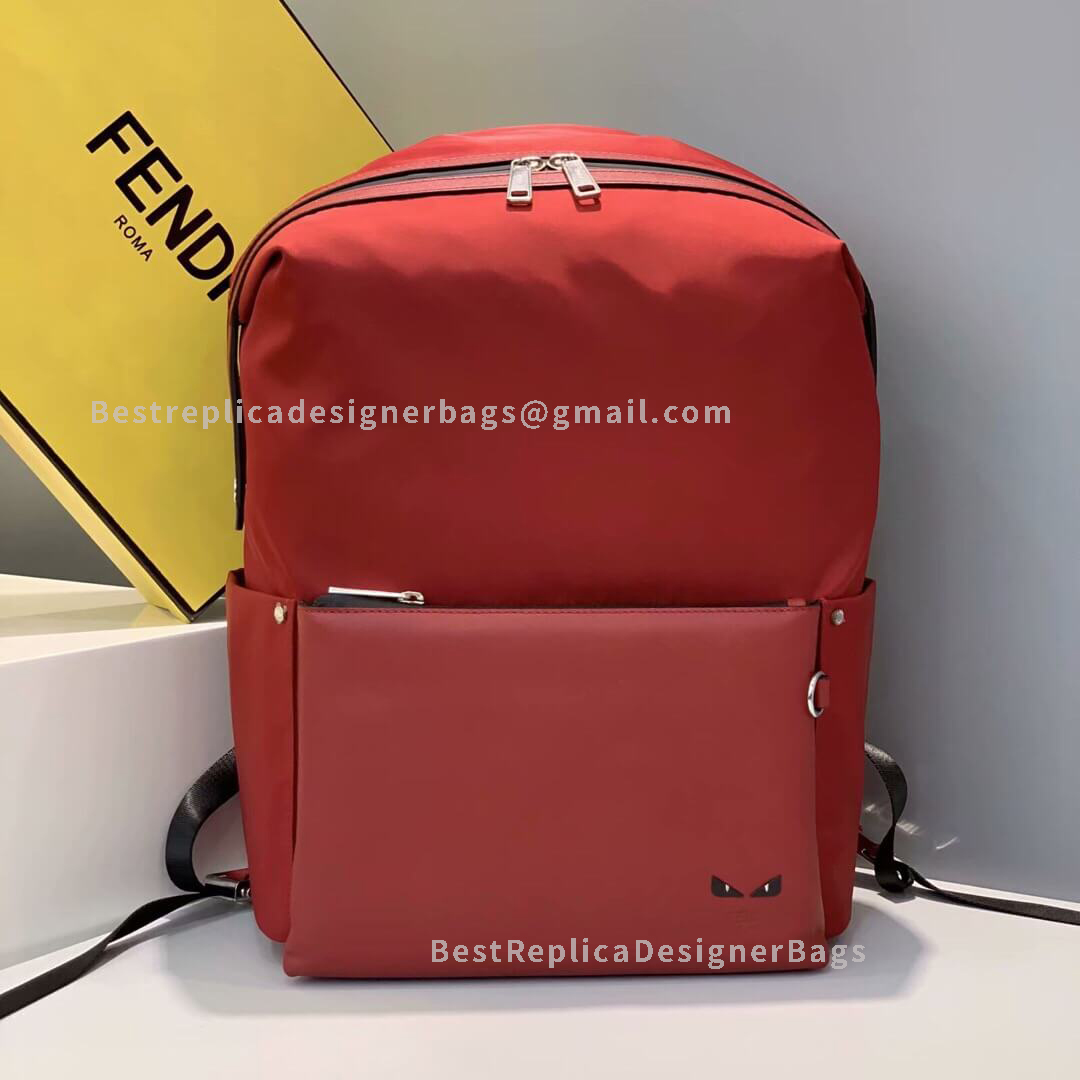 Fendi Red Nylon And Leather Backpack 2325